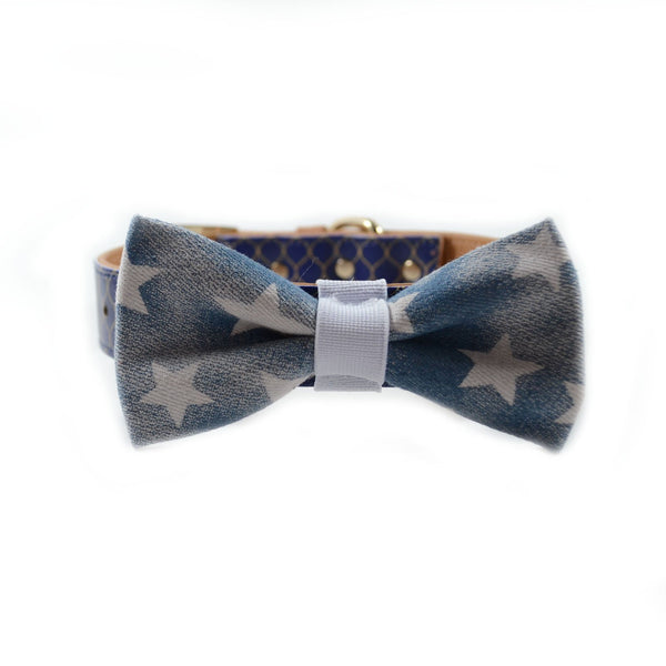 The "Denim Stars" Dog Bow Tie - ArgusCollar